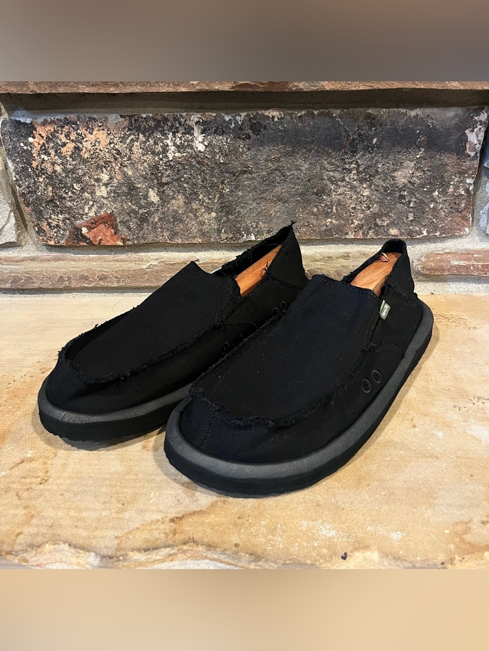 Sanuk Donny Casual Black Slip-On Canvas Loafers